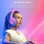 Mytrix Wired Gaming Headset with Mic for PS4, PS5, Xbox, PC, Mac, Switch, Cat Ear Gaming Headphones with 360° Rotation Microphone, Surround Sound, Soft Earmuff, RGB Light Effect - Gradient Pink Blue
