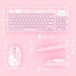 Mytrix Cute Sakura Pink Wireless Keyboard Mouse Combo, Retro Type-Writer Keys, 2.4G USB Slim Keyboard Mouse Set with Numeric Keypad for Computer, Laptop, Desktops, Pc, Mac(KMCS01) (Renewed)