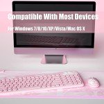 Mytrix Cute Sakura Pink Wireless Keyboard Mouse Combo, Retro Type-Writer Keys, 2.4G USB Slim Keyboard Mouse Set with Numeric Keypad for Computer, Laptop, Desktops, Pc, Mac(KMCS01) (Renewed)