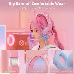 Mytrix Wired Gaming Headset with Mic for PS4, PS5, Xbox, PC, Mac, Switch, Cat Ear Gaming Headphones with 360° Rotation Microphone, Surround Sound, Soft Earmuff, RGB Light Effect - Gradient Pink Blue