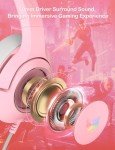 PHNIXGAM Cat Ear Gaming Cute Headset, Wired Over-Ear Headphones with Retractable Microphone, Surround Sound, LED Backlight for PS4, PS5, Xbox One(No Adapter), PC, Mobile Phone (Light Pink)