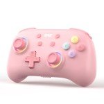 IINE Wireless Controller for Switch/PC/Android/IOS, Cute Gamepad with RGB Lights, Mini Pro Controller with Turbo/Macro/NFC Amiibo/Motion Sensor/Wake-Up/Rumble (Pink)