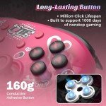 IINE Wireless Pro Controller with Charging Dock, PC Controller with Macro/Turbo/Rumble/NFC/Motion Sensor Function, Multi-Platform Gamepad Compatible with Switch/PC/Steam/Phone/Tablet (Pink Graffiti)