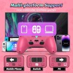IINE Wireless Pro Controller with Charging Dock, PC Controller with Macro/Turbo/Rumble/NFC/Motion Sensor Function, Multi-Platform Gamepad Compatible with Switch/PC/Steam/Phone/Tablet (Pink Graffiti)