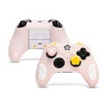 GeekShare Controller Skin Grips Set for Xbox Silicone Protective Cover Skin Case Compatible with Xbox Series X Controller with 2 Thumb Grip Caps and 2 Stickers - Star Wings Series - Pink