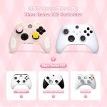 GeekShare Controller Skin Grips Set for Xbox Silicone Protective Cover Skin Case Compatible with Xbox Series X Controller with 2 Thumb Grip Caps and 2 Stickers - Star Wings Series - Pink