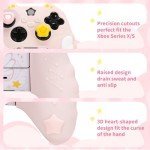 GeekShare Controller Skin Grips Set for Xbox Silicone Protective Cover Skin Case Compatible with Xbox Series X Controller with 2 Thumb Grip Caps and 2 Stickers - Star Wings Series - Pink