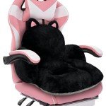 QIUODO Cute Chair Cushion, Comfy Seat Cushion for Office Desk, Kawaii Chair Cushions for Gamer, Soft Chair Cushion for Room Bedroom Decor（Black Kitty）