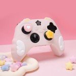 GeekShare Controller Skin Grips Set for Xbox Silicone Protective Cover Skin Case Compatible with Xbox Series X Controller with 2 Thumb Grip Caps and 2 Stickers - Star Wings Series - Pink