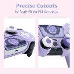 GeekShare PS5 Controller Skin Set,Anti-Slip Silicone Protective Cover Skin Case for PS5 Wireless Controller with 2 Thumb Grip Caps and 2 Stickers - Star Wings Series (Purple)