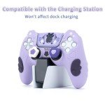 GeekShare PS5 Controller Skin Set,Anti-Slip Silicone Protective Cover Skin Case for PS5 Wireless Controller with 2 Thumb Grip Caps and 2 Stickers - Star Wings Series (Purple)