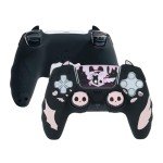 GeekShare PS5 Controller Skin Set,Anti-Slip Silicone Protective Cover Skin for PS5 Wireless Controller, with 2 Thumb Grip Caps and 2 Stickers - Sweetheart Skull (Black)