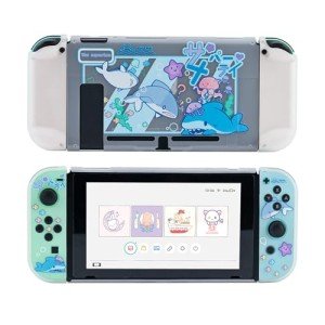 GeekShare Protective Case Slim Cover Case Compatible with Switch Only - Shock-Absorption and Anti-Scratch Cover Skin for Switch - Shark Party (for Switch 2017)