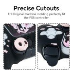 GeekShare PS5 Controller Skin Set,Anti-Slip Silicone Protective Cover Skin for PS5 Wireless Controller, with 2 Thumb Grip Caps and 2 Stickers - Sweetheart Skull (Black)