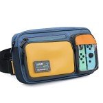 GeekShare Large Capacity Multifunctional Switch/OLED Travel Carrying Case - Color Contrast Laser Messenger Bag Compatible With Switch (Blue & Yellow)