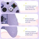 GeekShare Controller Skin Set for Xbox Soft Silicone Protective Cover Skin Case Compatible with Xbox Series X Controller with 2 Thumb Grip Caps and 2 Stickers - Star Wings Series Purple