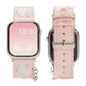 GeekShare Oxford Watch Band for Apple Watch Series 1-9 SE, 38/40/41mm,Adjustable Replacement Watch Strap Compatible with Apple Watch for Women Men - Star Wings Series