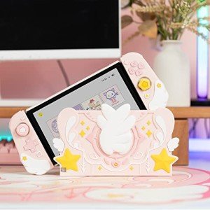 GeekShare Switch Protective Case & Dock Cover & Thumb Grips Set Compatible with Nintendo Switch, Shock-Absorption and Anti-Scratch Cover Case - Star Wings Series