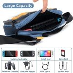 GeekShare Large Capacity Multifunctional Switch/OLED Travel Carrying Case - Color Contrast Laser Messenger Bag Compatible With Switch (Blue & Yellow)