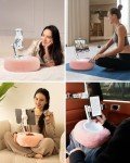 Viozon Tablet Stand Pillow, Compatible with 4.7"-13" Phone/Tablet, iPad, iPhone, Samsung, Google, Kindle, 360°Adjustable Phone Holder for Bed with Soft Plush Fabric, and Detachable Bowl, Pink