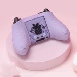 GeekShare Controller Skin Set for Xbox Soft Silicone Protective Cover Skin Case Compatible with Xbox Series X Controller with 2 Thumb Grip Caps and 2 Stickers - Star Wings Series Purple