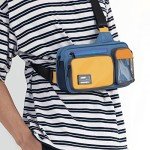 GeekShare Large Capacity Multifunctional Switch/OLED Travel Carrying Case - Color Contrast Laser Messenger Bag Compatible With Switch (Blue & Yellow)
