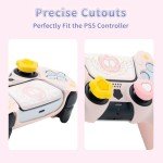 GeekShare PS5 Controller Skin Set,Silicone Protective Cover Skin Case for PS5 Wireless Controller with 2 Thumb Grip Caps and 2 Stickers - Star Wings Series (Pink)