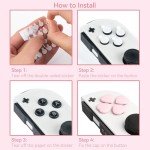 GeekShare Silicone Cross D-Pad Button Caps Set Heart Shape Joystick Cover - ABXY Key Buttons Sticker Compatible with Switch/OLED Joy-Con - Pink & Blue