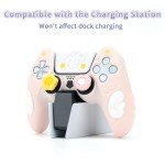 GeekShare PS5 Controller Skin Set,Silicone Protective Cover Skin Case for PS5 Wireless Controller with 2 Thumb Grip Caps and 2 Stickers - Star Wings Series (Pink)