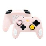 GeekShare Switch Pro Controller Skin Set,Anti-Slip Silicone Protective Cover Skin Case for Switch Pro Controller with 2 Thumb Grip Caps and 2 Stickers - Star Wings Series (Pink)