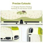 GeekShare Protective Case for Switch OLED,Slim Cover Case,Separable Soft Silicone Protective Shell for Joycon with 2 Thumb Grip Caps- Kuma Donut