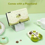 GeekShare Protective Case for Switch OLED,Slim Cover Case,Separable Soft Silicone Protective Shell for Joycon with 2 Thumb Grip Caps- Kuma Donut