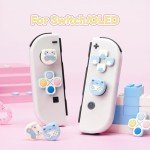 GeekShare Silicone Cross D-Pad Button Caps Set Joystick Cover - ABXY Key Buttons Sticker Compatible with Switch/OLED Joy Con - Gaming Cat