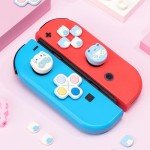 GeekShare Silicone Cross D-Pad Button Caps Set Joystick Cover - ABXY Key Buttons Sticker Compatible with Switch/OLED Joy Con - Gaming Cat
