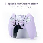 GeekShare Cute Bear PS5 Controller Skin Set,Soft Anti-Slip Silicone Protective Cover Skin Case for PS5 Wireless Controller with 2 Thumb Grip Caps and 1 Sticker - Purple