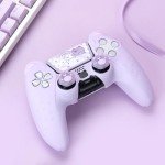 GeekShare Cute Bear PS5 Controller Skin Set,Soft Anti-Slip Silicone Protective Cover Skin Case for PS5 Wireless Controller with 2 Thumb Grip Caps and 1 Sticker - Purple