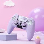 GeekShare Cute Bear PS5 Controller Skin Set,Soft Anti-Slip Silicone Protective Cover Skin Case for PS5 Wireless Controller with 2 Thumb Grip Caps and 1 Sticker - Purple