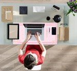 Cute Pink Plaid Desk Mats Strawberry Milk Gaming Desk Pad, Kawaii Extended Mouse Pad Kawaii Large Keyboard Mats XXL, Laptop Mat for Desk, Desktop Mat Mousepad Office Decor for Women 31.5"x15.75"