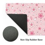 Pink Cherry Blossom Gaming Mouse Pad XL Cute Anime Aesthetics Floral Extended Kawaii Flowers Large Mousepad Non-Slip Rubber Base Stitched Edge Long Keyboard Desk Mat for Computer,31.5×11.8 Inch