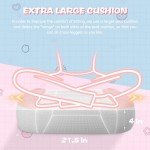 PZDO Pink Gaming Chair, High Back Kawaii Gaming Chair with Footrest & Bunny Ear and Wide Soft Cushion, Gamer Chair Computer Chair for Adults Girls Women, Reclining Chair, Gift, Pink-White