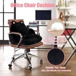 QIUODO Cute Chair Cushion, Comfy Seat Cushion for Office Desk, Kawaii Chair Cushions for Gamer, Soft Chair Cushion for Room Bedroom Decor（Black Kitty）