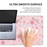 Pink Cherry Blossom Gaming Mouse Pad XL Cute Anime Aesthetics Floral Extended Kawaii Flowers Large Mousepad Non-Slip Rubber Base Stitched Edge Long Keyboard Desk Mat for Computer,31.5×11.8 Inch