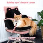 QIUODO Cute Chair Cushion, Comfy Seat Cushion for Office Desk, Kawaii Chair Cushions for Gamer, Soft Chair Cushion for Room Bedroom Decor（Black Kitty）