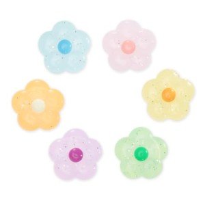 PERFECTSIGHT Cute Glitter Flower Thumb Grip Caps Compatible with Nintendo Switch/OLED/Switch Lite Console, Button Cover for NS Joycon Controller, 6PCS Kawaii Joystick Cap Flower