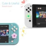 PERFECTSIGHT Cute Glitter Flower Thumb Grip Caps Compatible with Nintendo Switch/OLED/Switch Lite Console, Button Cover for NS Joycon Controller, 6PCS Kawaii Joystick Cap Flower