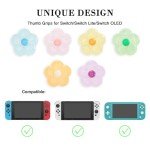 PERFECTSIGHT Cute Glitter Flower Thumb Grip Caps Compatible with Nintendo Switch/OLED/Switch Lite Console, Button Cover for NS Joycon Controller, 6PCS Kawaii Joystick Cap Flower