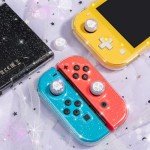 BelugaDesign Ghost Thumb Grips | Halloween Gothic Clear Jelly Glitter Joystick Grip Button Caps | Compatible with Nintendo Switch Standard Lite OLED