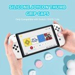 WISHAVEN Cute Pocket Monsters Joycon Thumb Grip Caps Compatible with Nintendo Switch, Soft Silicone Joystick Cover for Nintendo Switch/OLED/Lite Controller, 4PCS (Cupcakes & Cinnamon Roll Dog)