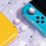 BelugaDesign Ghost Thumb Grips | Halloween Gothic Clear Jelly Glitter Joystick Grip Button Caps | Compatible with Nintendo Switch Standard Lite OLED