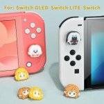 DLseego 6Pcs Thumb Grip Caps for Nintendo Switch, Joystick Caps Soft Silicone Cover for Button Joy Con Controllers Protective Thumb Stick, Anti-Slip Anime Analog Cover for Switch Lite & OLED-White 3